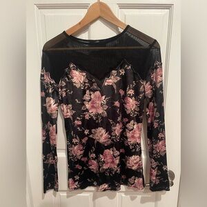 BKE Boutique Black Mesh Top Vintage Y2K